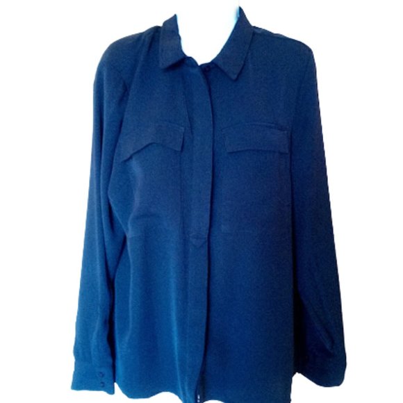 Long Black Blouse w Pockets Size XL - Picture 1 of 1